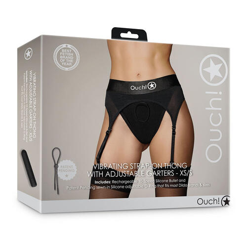 Shots Ouch Vibrating Strap On Boxer - Black XL/XXL 