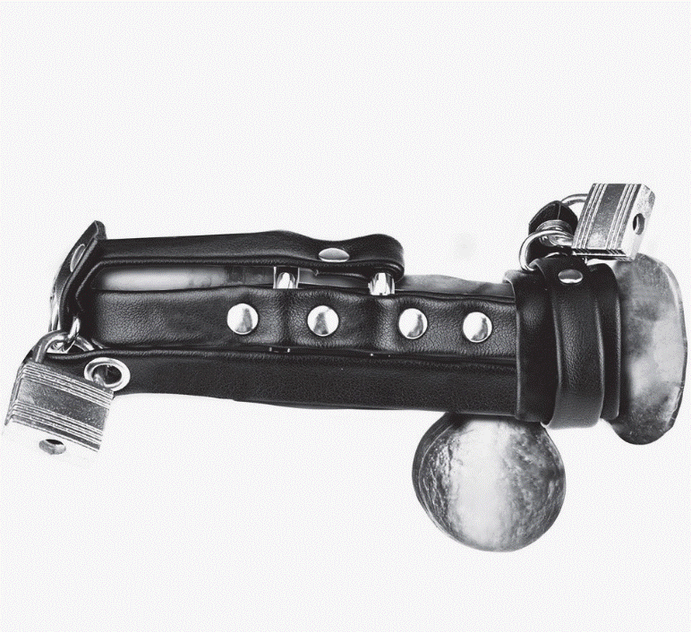 Gimp Cock Locking Chastity Sheath with Double Metal Cock Ring