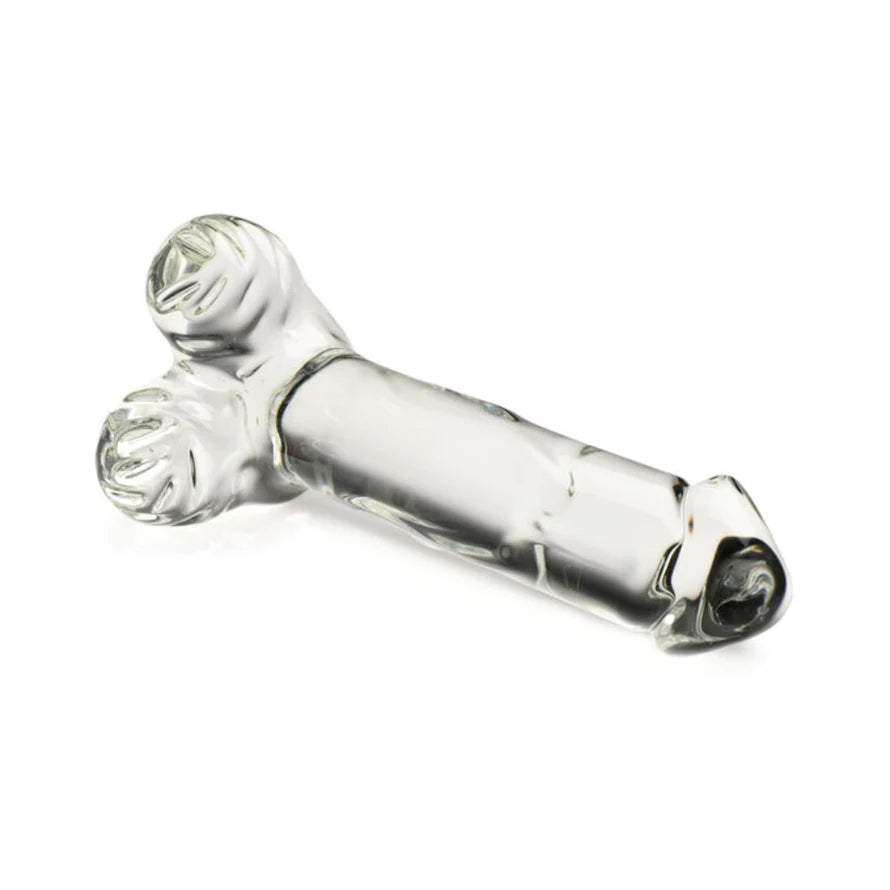 Pleasure Crystals Glass Dildo W/ Balls