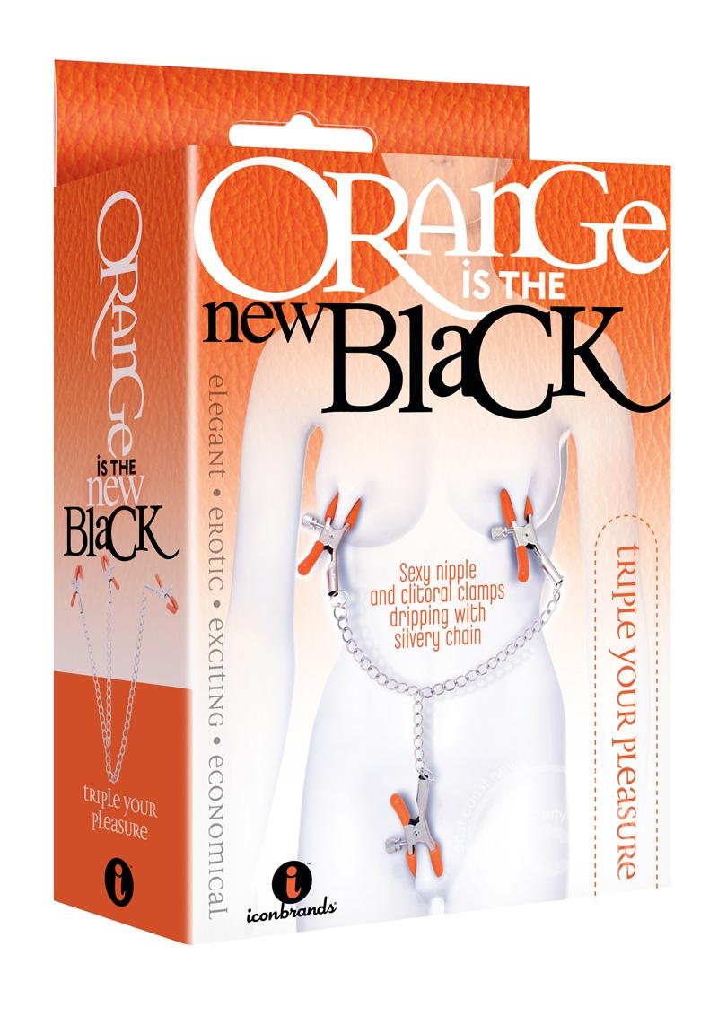 Orange Is The New Black Triple Your Pleasure Nipple and Clitoral Clamps with Chain