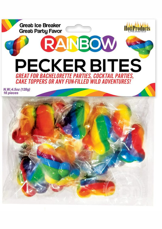 Rainbow Pecker Bites Caramelo Duro Sabor Fruta 16 Piezas Envueltas