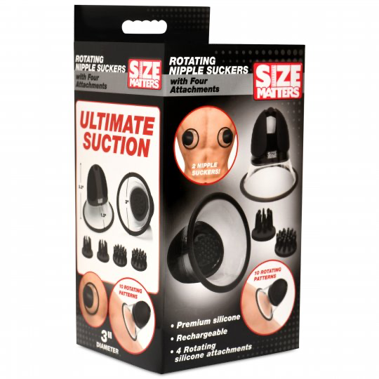 Size Matters 10X Rotating Silicone Nipple Suckers with 4 Attachments