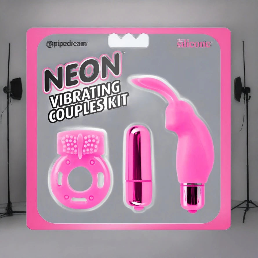 Pipedream Neon 3-Piece Silicone Vibrating Couples Kit