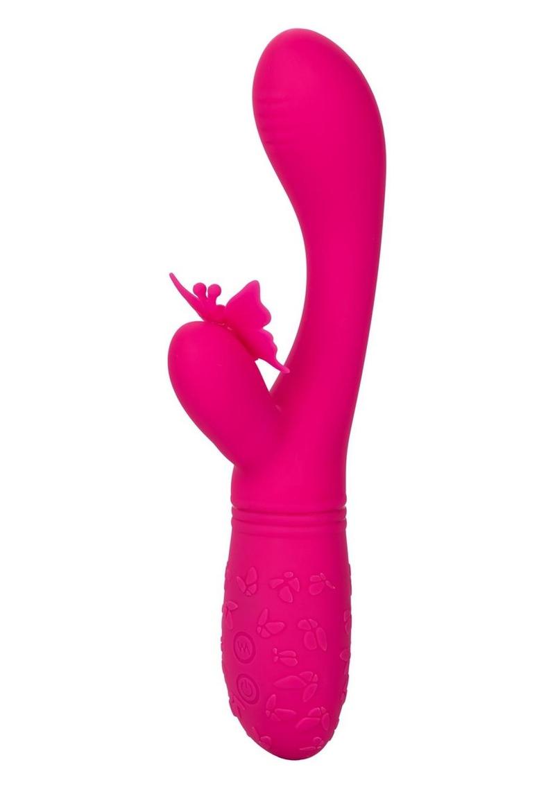 Vibrador recargable del conejo del silicón del aleteo del beso de la mariposa