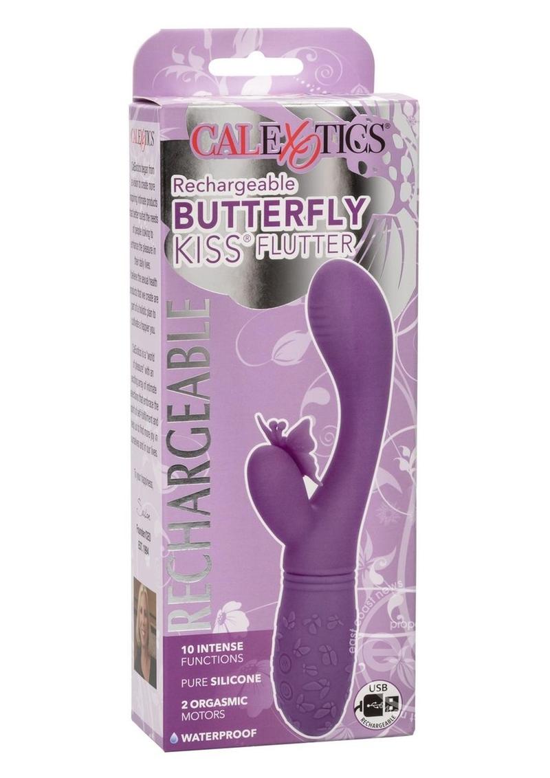 Vibrador recargable del conejo del silicón del aleteo del beso de la mariposa