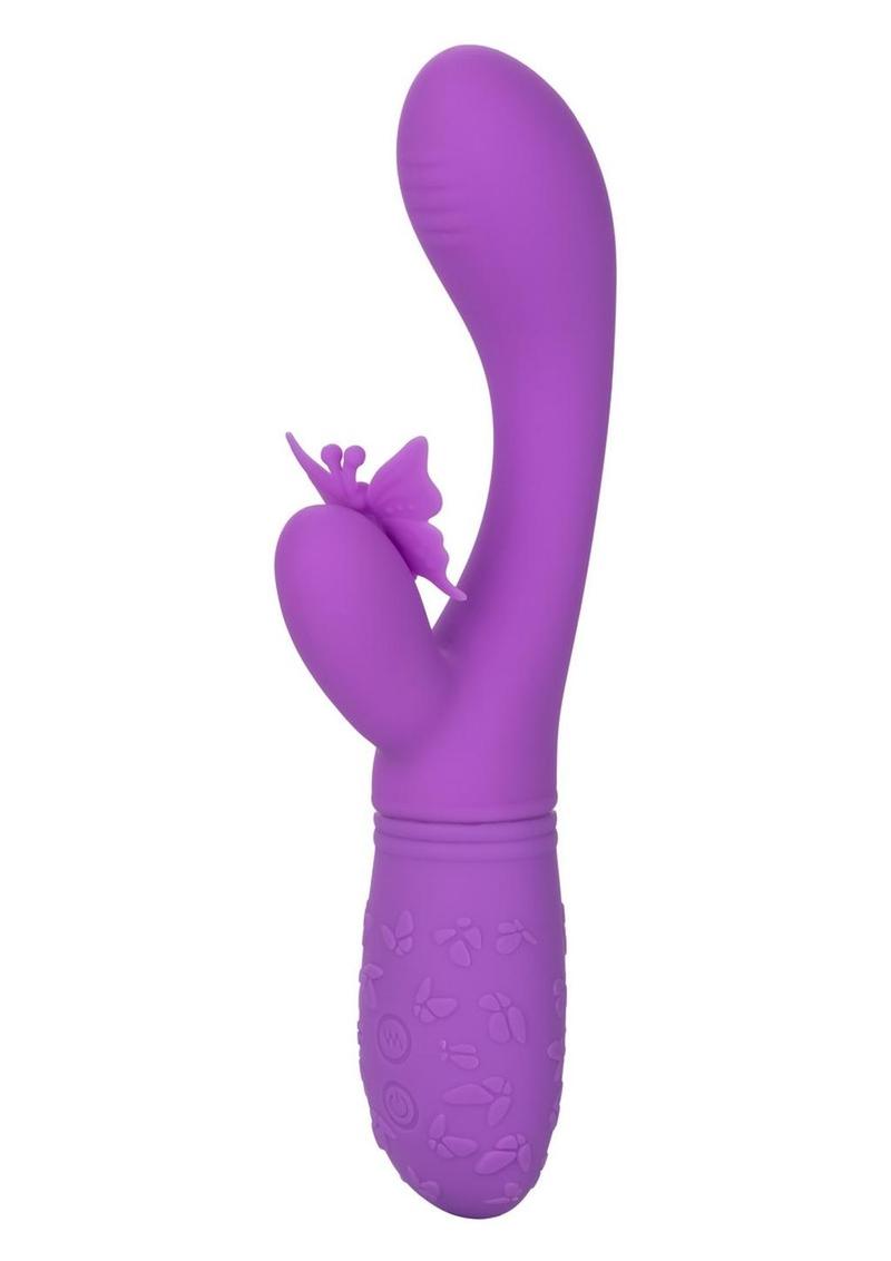 Vibrador recargable del conejo del silicón del aleteo del beso de la mariposa