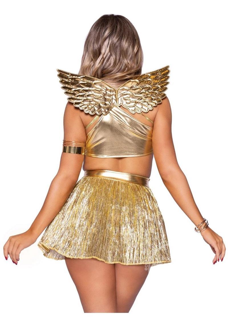 Leg Avenue Golden Angel Pleated Asymetrical Cut-Out Dress