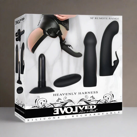 Evolved Heavenly Harness 5-Piece Rechargeable Silicone Vibrating Strap-On Kit