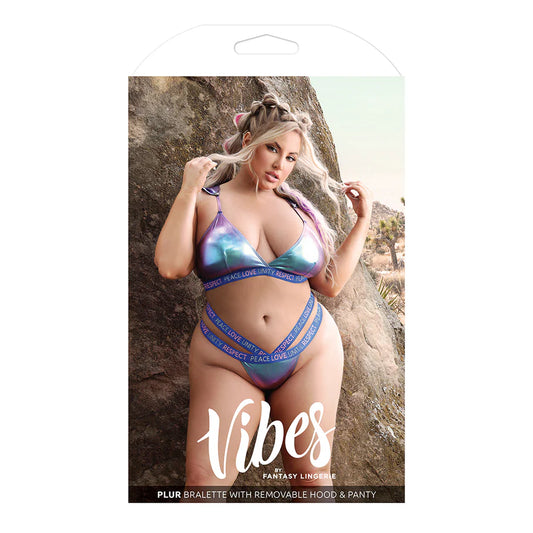 Vibes Plur Holographic Bralette with Removable Hood & Panty