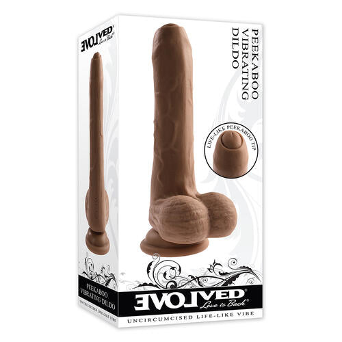 Evolved Peek A Boo Rechargeable Vibrating 8 in. Silicone Uncircumcised Dildo
