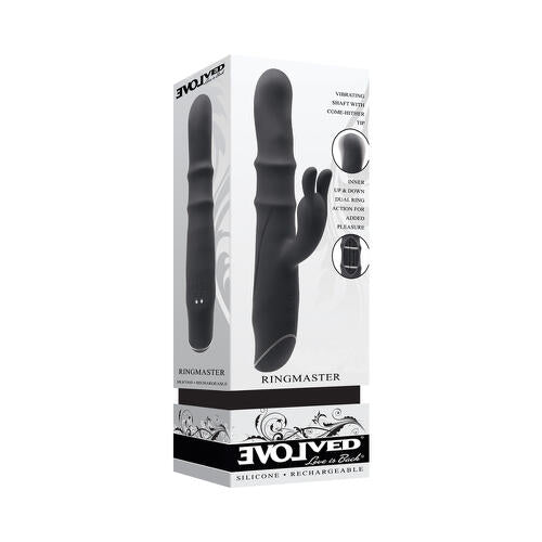 Vibrador de doble estimulación recargable de silicona Evolved Ringmaster