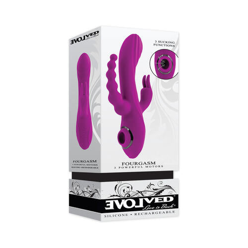 Evolved Fourgasm Rechargeable Triple Stim Vibe with Suction Silicone