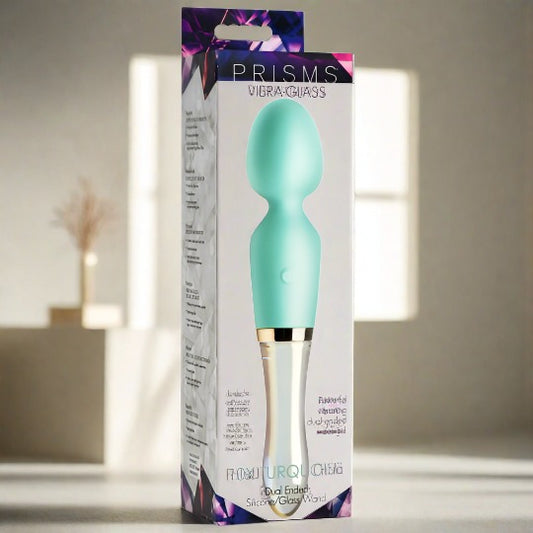 10X Turquoise Dual Ended Silicone and Glass Wand