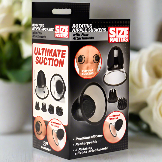 Size Matters 10X Rotating Silicone Nipple Suckers with 4 Attachments