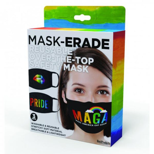 Máscaras de Maskerade - Orgullo/gay Again/beso arcoiris - Paquete de 3