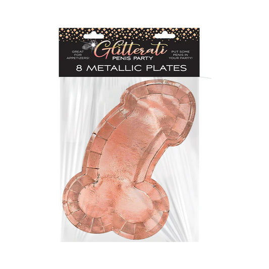 Glitterati Penis Party Rose Gold Plates 8-Pack