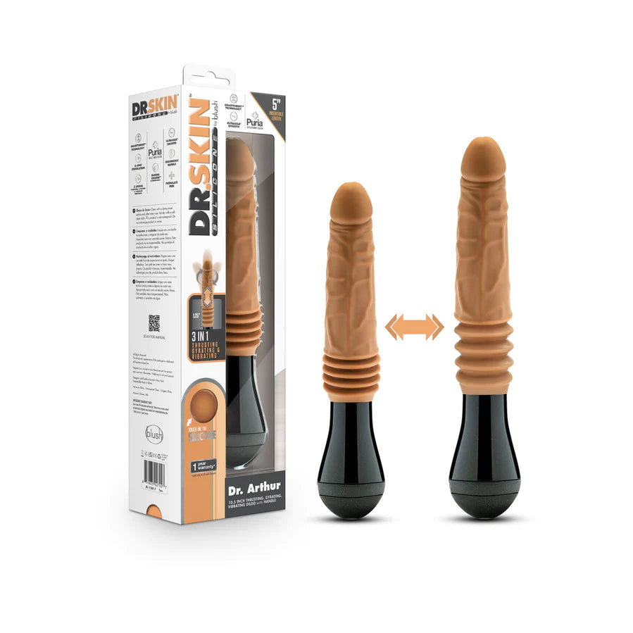 Dr. Skin Silicone Dr. Arthur Rechargeable Thrusting Gyrating Vibrating Dildo
