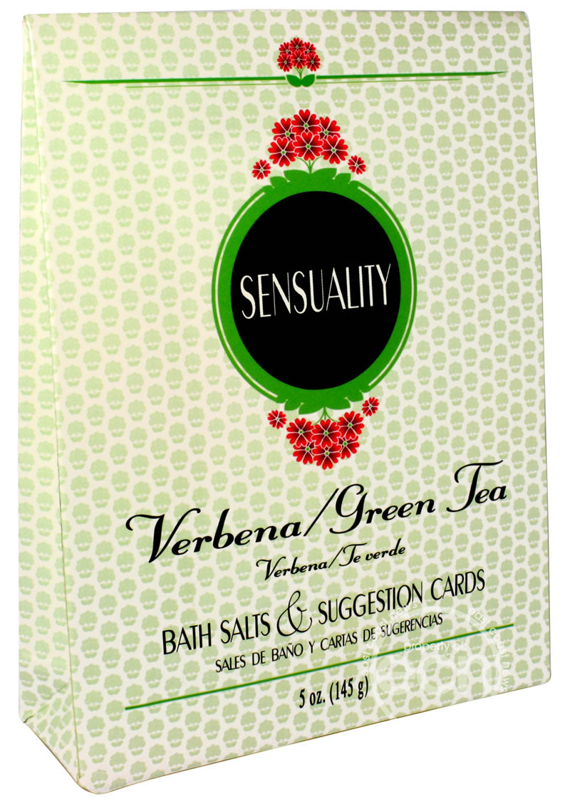 Sensuality Bath Set - Verbena Green Tea Scented Bath Salts with Suggestion Cards
