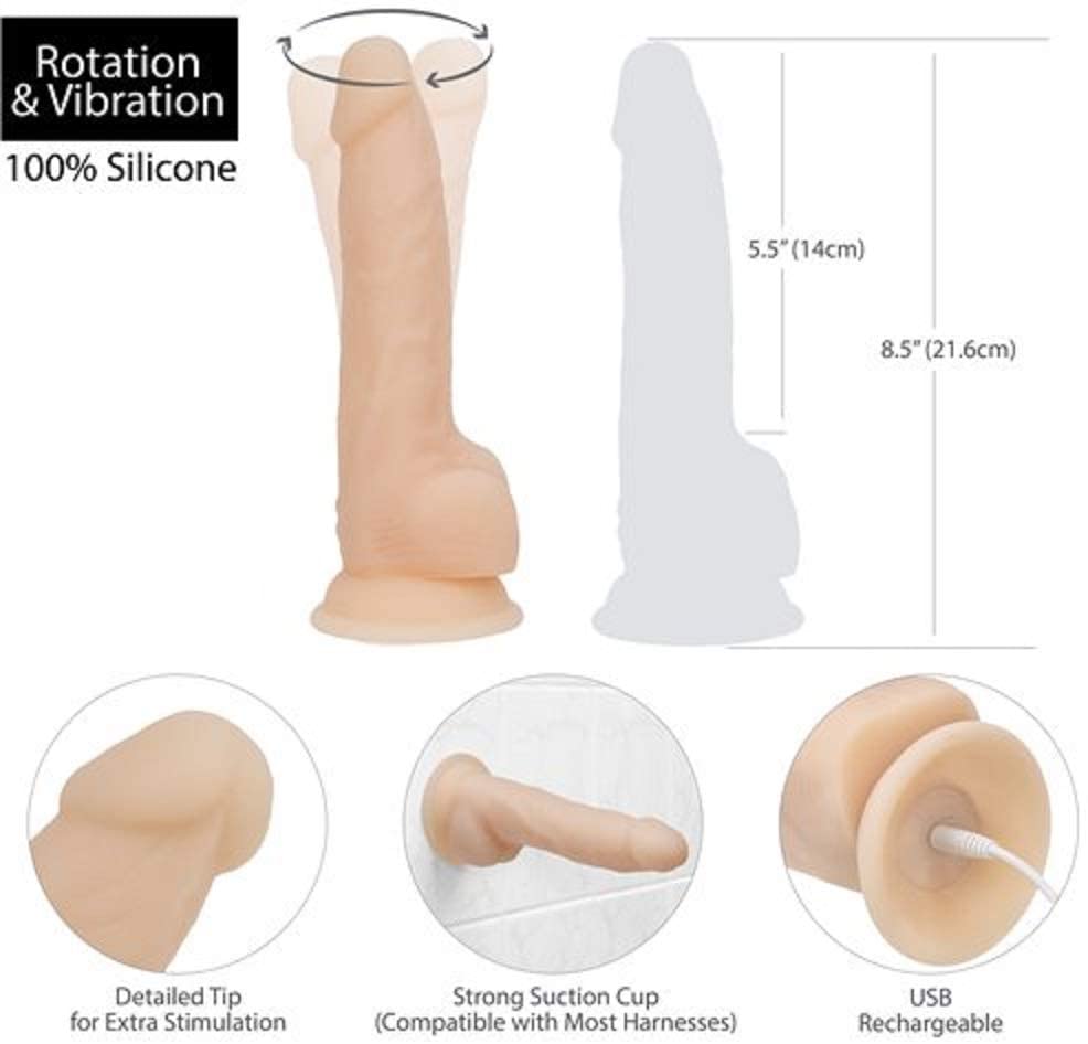 Naked Addiction Rotate And Vibrate Dong 8"