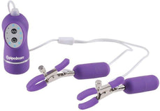 Fetish Fantasy 10 Function Vibrating Nipple Clamps Purple