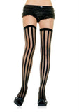 Striped Sheer Stockings - One Size - Black