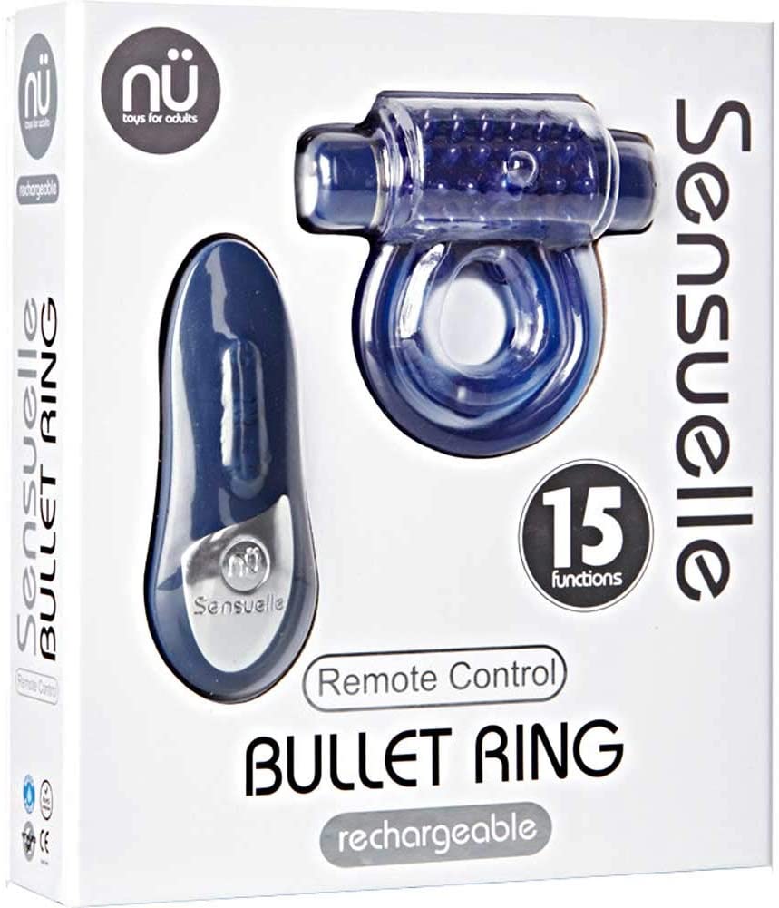 Sensuelle Remote Control Rechageable Bullet Ring Blue