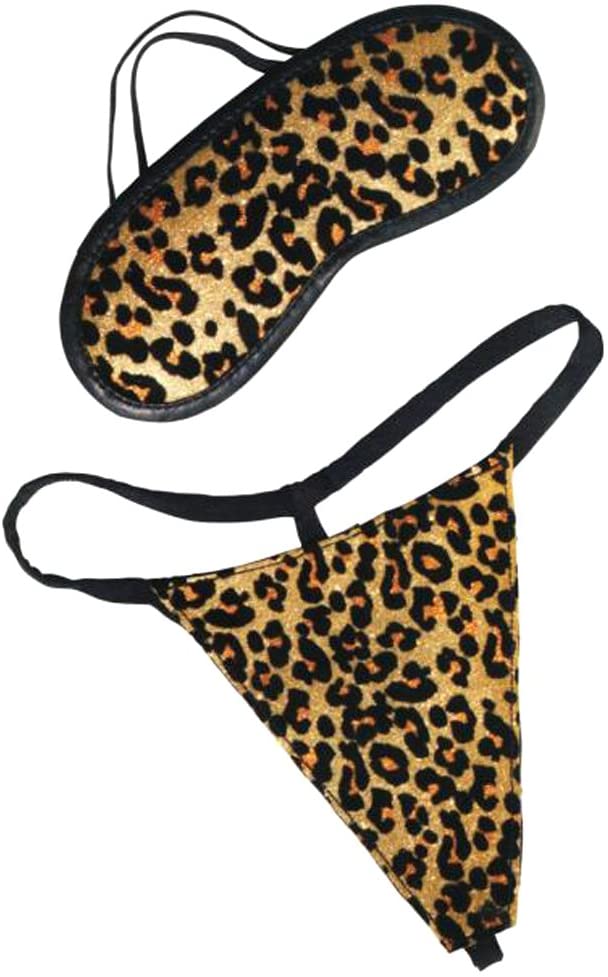 Extreme Pure Gold - Leopard Blindfold & G-string, Gold