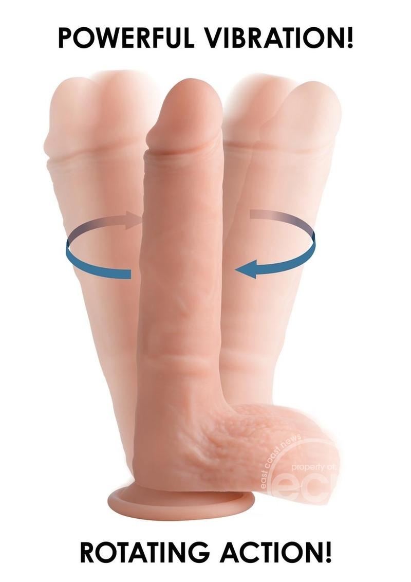 Big Shot Silicone Vibrating & Twirling Remote Control Rechargeable Dildo with Balls 9in - Vanilla