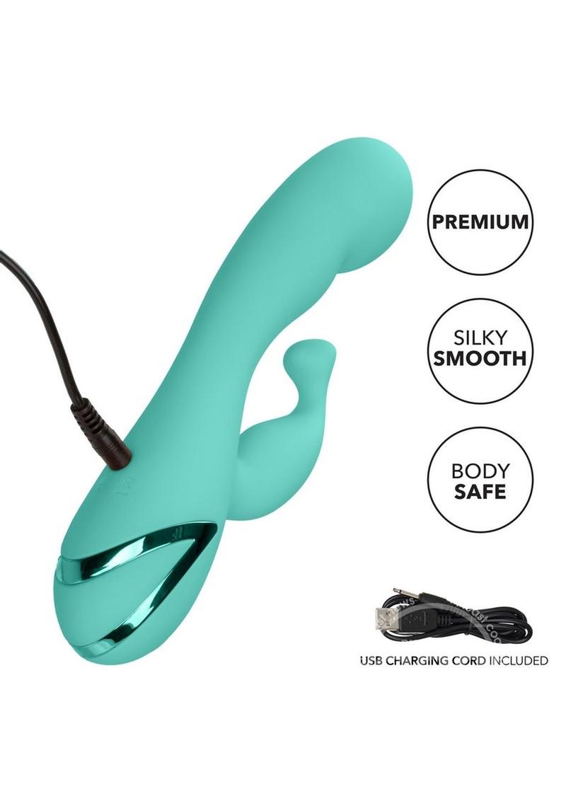 California Dreaming Tahoe Temptation Silicone Rechargeable Rabbit Vibrator - Green