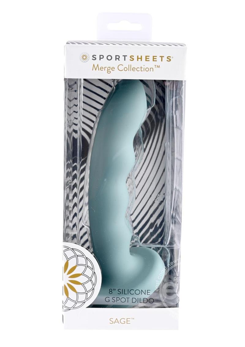 Sage Silicone Curved Dildo with Suction Cup 8in - Green