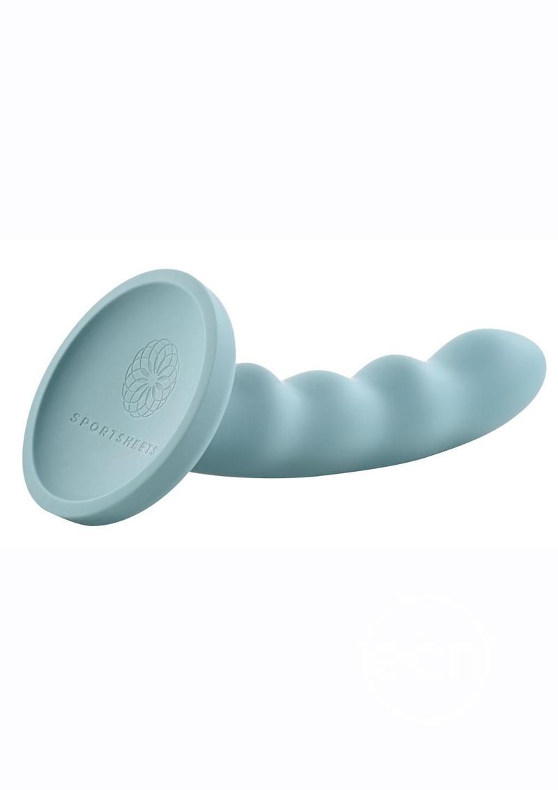 Sage Silicone Curved Dildo with Suction Cup 8in - Green