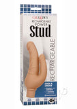 Recargable Power Stud Over &amp; Under Silicone Vibrating Double Dong