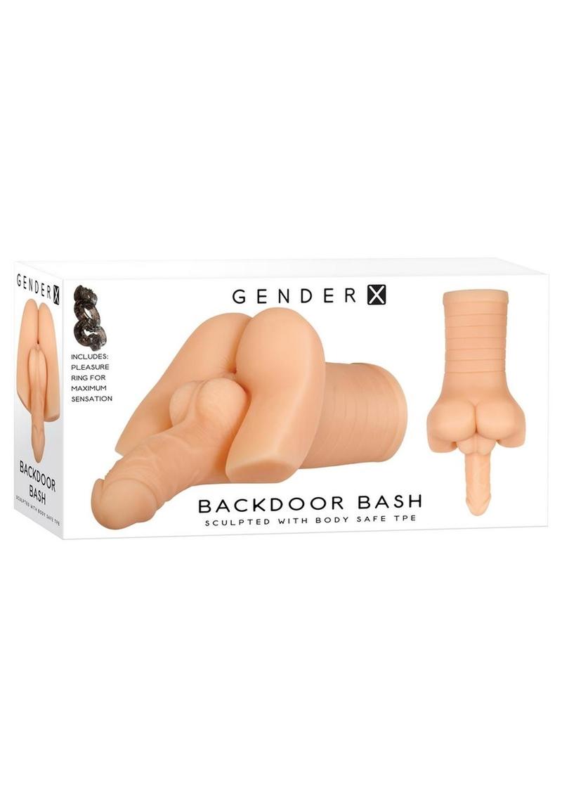 Género X Backdoor Bash Stroker con anillo vibrador para pene