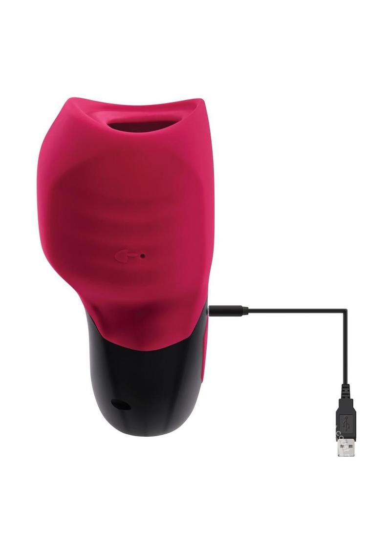Masajeador de succión vibratoria de silicona recargable Body Kisses de Gender X - Rojo / Negro