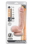 Dr. Skin Plus Thick Posable Dildo with Squeezable Balls 8in