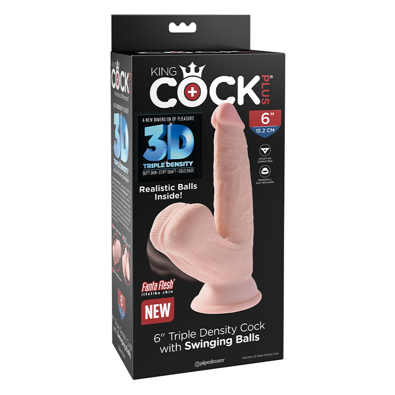 King Cock Triple Density Cock 7 in with Swinging Balls