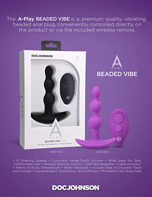A-Play BEADED VIBE Rechargeable Silicone Anal Plug with Remote
