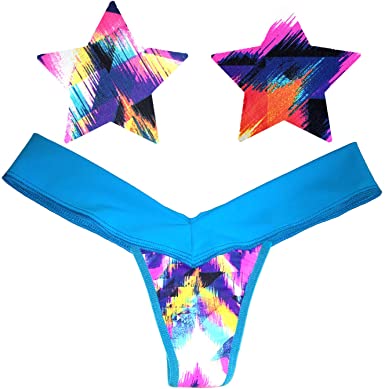 Neva Nude Neon AF Naughty Knix Set with Thong and Matching Nipztix Pasties