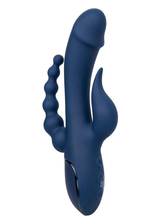 III Vibrador Estimulante de Silicona Recargable Triple Orgasmo - Azul Marino
