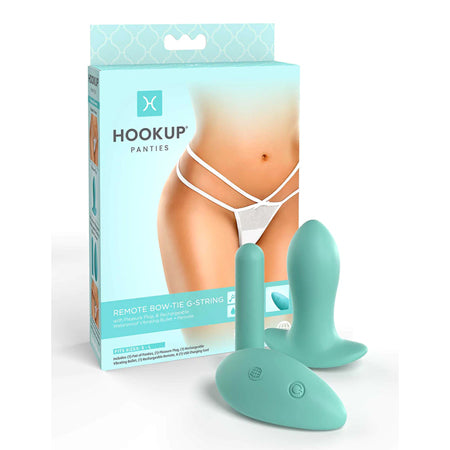 Hookup Remote Bow-Tie G-String White Fits Size S-L