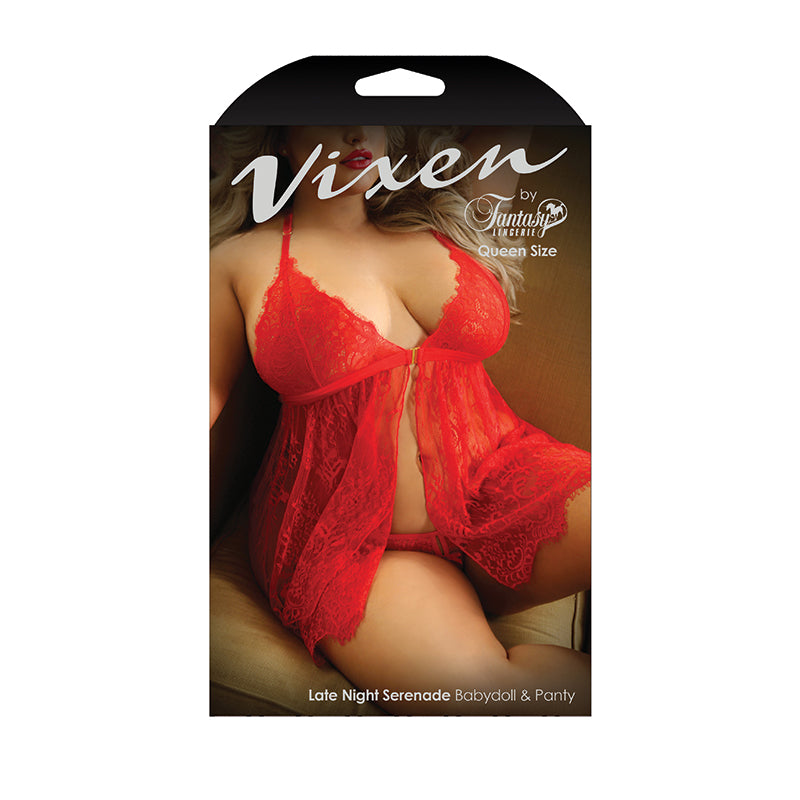 Vixen Late Night Serenade Front Clasp Lace Babydoll & Crotchless G-String Panty