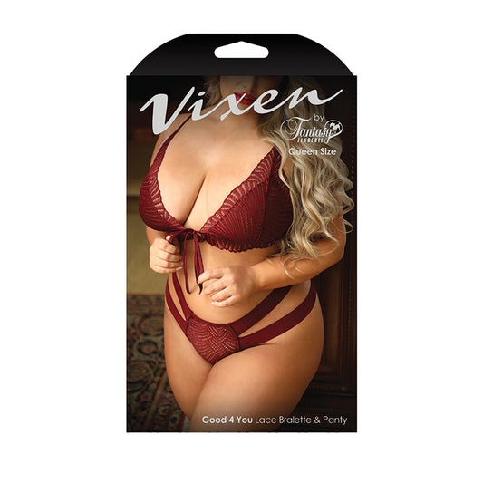 Vixen Good 4 You Lace Triangle Bralette & Matching Panty With Double-Strap Waistband
