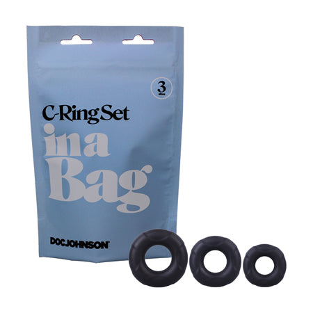In A Bag C-Ring Set 3-Piece Silicone Cockrings Black