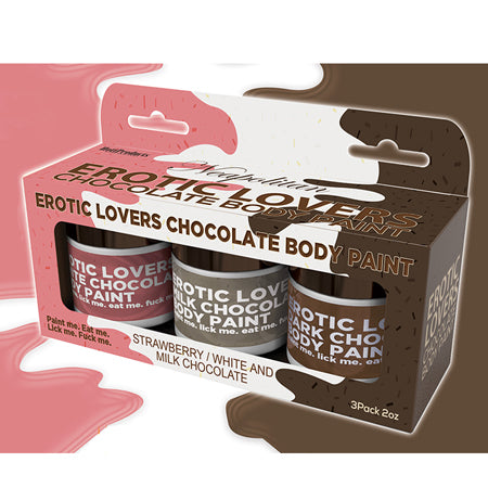 Erotic Chocolate Body Paints White/Milk Chocolate & Strawberry (3 Pack)