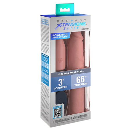 Fantasy X-tensions Elite 3 in. Vibrating Silicone Mega Extension With Remote