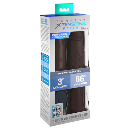 Fantasy X-tensions Elite Megaextensión de silicona vibratoria de 3 pulgadas con control remoto