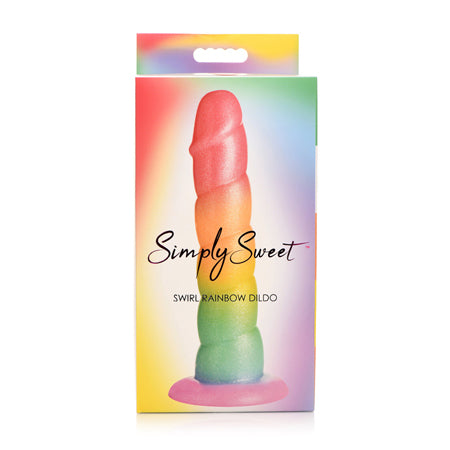 Simply Sweet Swirl 6.5 in. Silicone Dildo Rainbow