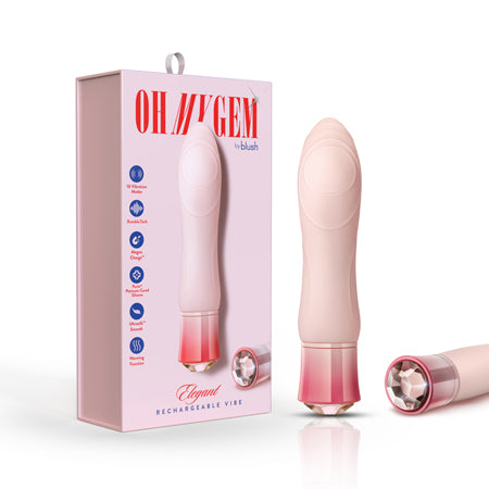 Oh My Gem Elegant Rechargeable Warming Textured Silicone G-Spot Vibrator Morganite