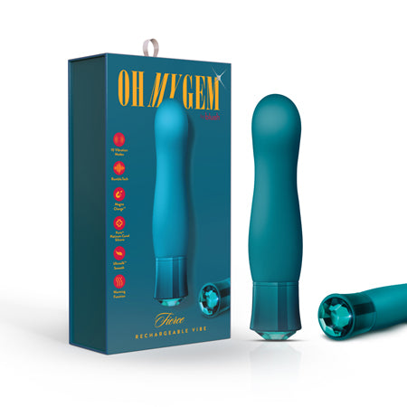 Oh My Gem Fierce Rechargeable Warming Silicone G-Spot Vibrator Blue Topaz