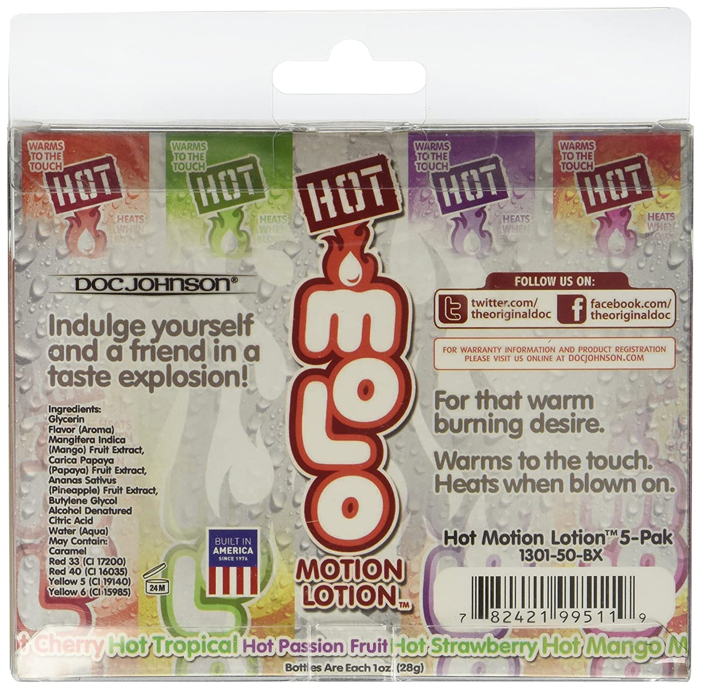 Hot motion lotion - 1 oz bottle pack of 5 assorted flavors
